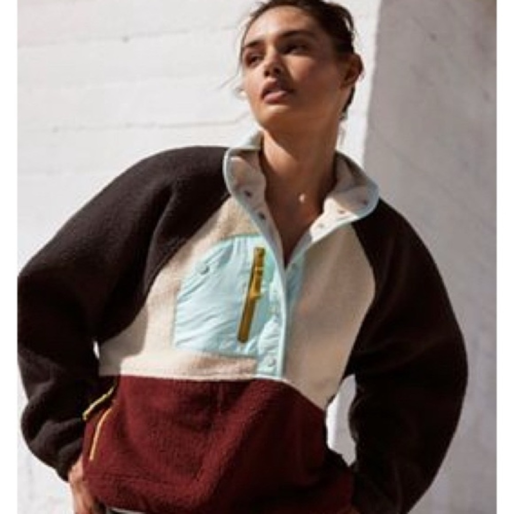 Free People Hit the Slopes Colorblock Pullover Fleece